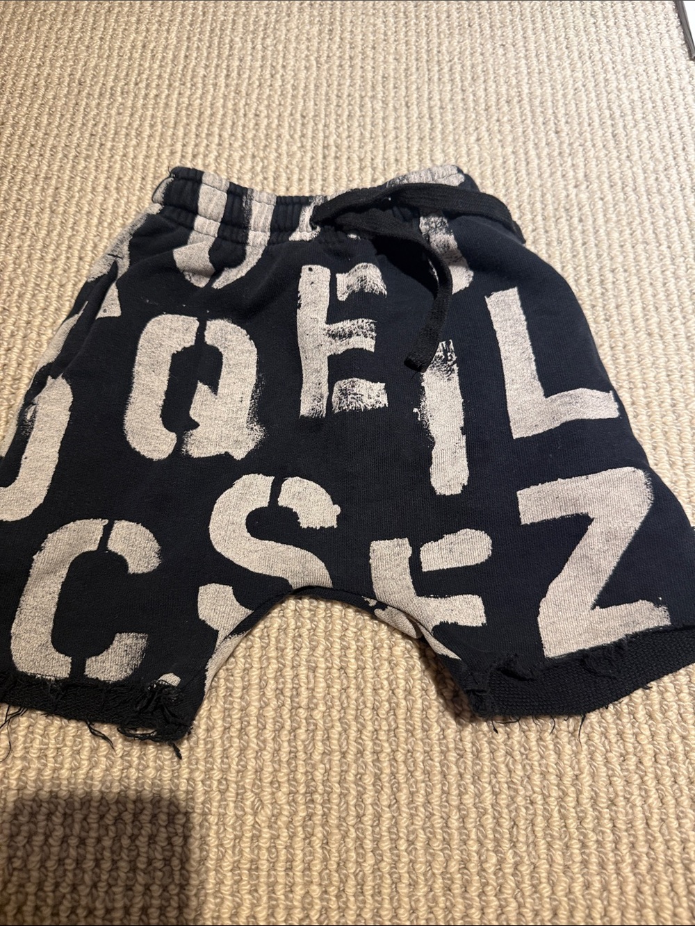 nununu Black Shorts with White Lettering Print